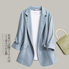 百變休閒風強力推薦韓版七分袖春夏西裝外套 XS 藍色 #シャツ #シャツ襟 #七分袖 Tシャツ #単列ボタン #1列ボタン付 #通勤 #OL通勤 #通勤新作 #通勤着 #シンプル #シンプルで使える #シンプル着痩せ #シンプルで淑やか