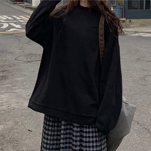 設計獨特 長袖 簡約 套頭 寬鬆感 衛衣 2XL 黑色