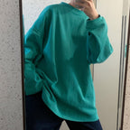 設計獨特 長袖 簡約 套頭 寬鬆感 衛衣 2XL 藍色