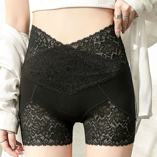 經典簡約純色休閒蕾絲防走光打底褲內搭褲 XL 黑色 全年 拼接 滌綸