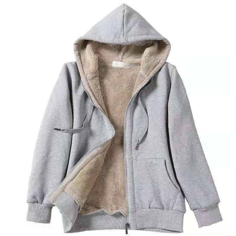 【全5色/M-8XL】 休閒 百搭 素面 加絨 連帽 拉鏈 罩衫 M 黑色
