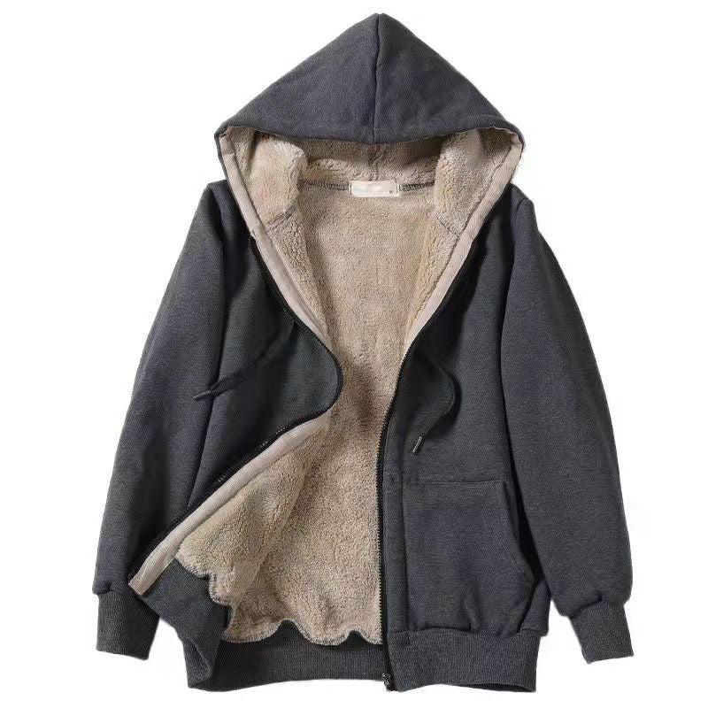 【全5色/M-8XL】 休閒 百搭 素面 加絨 連帽 拉鏈 罩衫 M 黑色