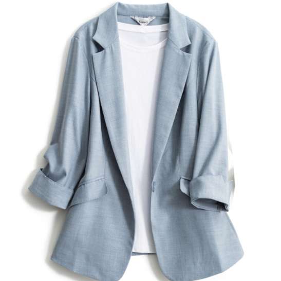 百變休閒風強力推薦韓版七分袖春夏西裝外套 4XL 藍色 #シャツ #シャツ襟 #七分袖 Tシャツ #単列ボタン #1列ボタン付 #通勤 #OL通勤 #通勤新作 #通勤着 #シンプル #シンプルで使える #シンプル着痩せ #シンプルで淑やか
