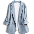 百變休閒風強力推薦韓版七分袖春夏西裝外套 4XL 藍色 #シャツ #シャツ襟 #七分袖 Tシャツ #単列ボタン #1列ボタン付 #通勤 #OL通勤 #通勤新作 #通勤着 #シンプル #シンプルで使える #シンプル着痩せ #シンプルで淑やか
