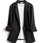 百變休閒風強力推薦韓版七分袖春夏西裝外套 4XL 黑色 #シャツ #シャツ襟 #七分袖 Tシャツ #単列ボタン #1列ボタン付 #通勤 #OL通勤 #通勤新作 #通勤着 #シンプル #シンプルで使える #シンプル着痩せ #シンプルで淑やか
