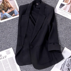 淺綠色 亞麻 西裝 短外套 薄款 小個子 高級感 休閒 西服 氣質 上衣 3XL 黑色 素面 商務 紐扣 拼接 常規 七分袖 辦公室休閒 優雅 休閑 簡約 工作 棉麻 百搭 柔軟 辦公室 會議 通勤 50代 20-50代 50代以下 20代