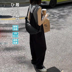 韓系慵懶風遮肉背帶褲黑色背帶褲工裝背帶褲 S 黑色 素面 顯瘦 時尚 休閑 夏 聚酯纖維 寬鬆 自然骨架 顯腿長 50代 假日/出外 柔軟 耐久性 20代 30代 40代 簡約