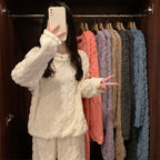 舒服軟糯好感 保暖 加絨加厚 溫暖 毛絨 珊瑚絨睡衣 家居服套裝