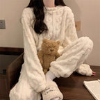 舒服軟糯好感 保暖 加絨加厚 溫暖 毛絨 珊瑚絨睡衣 家居服套裝