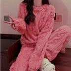 舒服軟糯好感 保暖 加絨加厚 溫暖 毛絨 珊瑚絨睡衣 家居服套裝