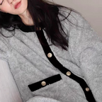 高級感 小香風 珊瑚絨 拼接 睡衣 法蘭絨 加厚 家居服套裝