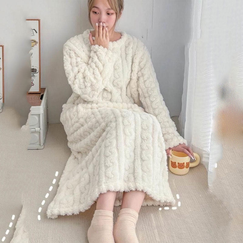 行走的大被子 毛絨絨 提花 長版 寬鬆 有口袋 家居服