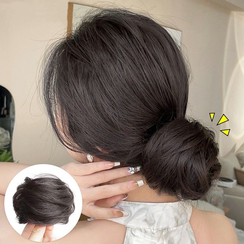 慵懶 低丸子頭假髮 盤發器 女 蓬鬆花苞頭 造型神器 懶人 模擬發 頭發發圈