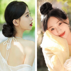 慵懶 低丸子頭假髮 盤發器 女 蓬鬆花苞頭 造型神器 懶人 模擬發 頭發發圈