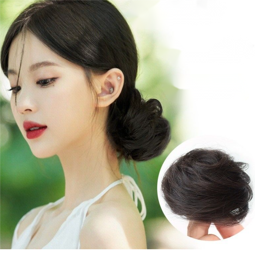 慵懶 低丸子頭假髮 盤發器 女 蓬鬆花苞頭 造型神器 懶人 模擬發 頭發發圈