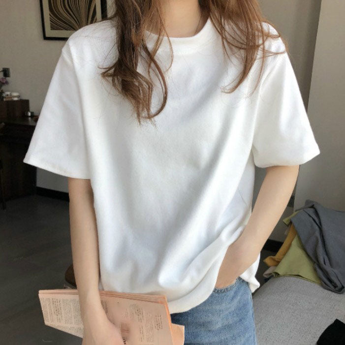 簡約質感休閒素面多色寬鬆圓領T恤 2XL 白色 套頭 聚酯纖維 春 夏 一般 無 常規 休閑 短袖