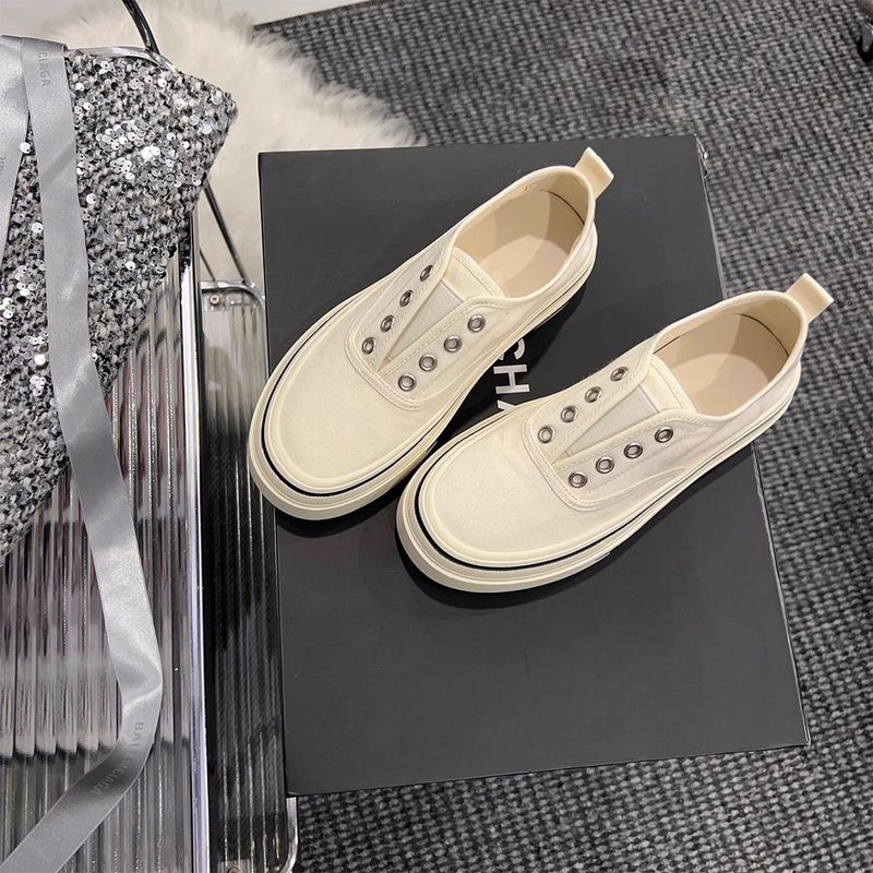 簡約好搭 經典 時尚 減齡 圓頭 一脚蹬 厚底 平底 休閒鞋 40 白色