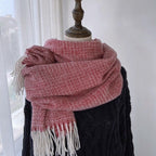 日韓 百搭 純色 仿羊絨 高級感 保暖 加厚 披肩 圍巾