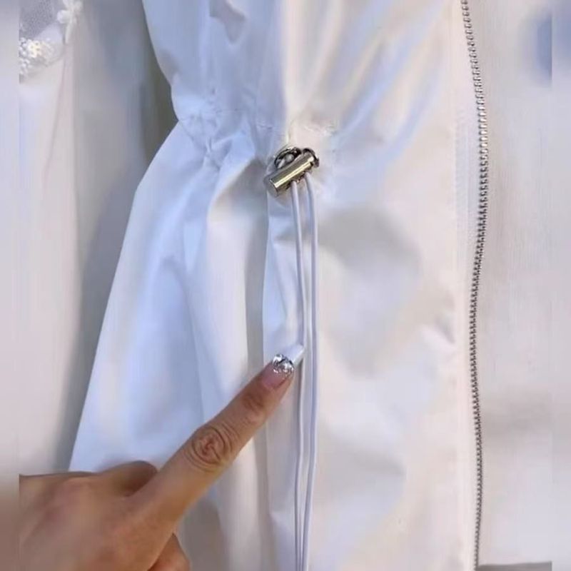 森系 復古 設計感 立體 花朵 蕾絲 拼接 長袖 外套 M 白色 素面 印花 聚酯纖維 時尚 休閑 可愛 常規 拉鍊 紐扣 春夏秋 圓領 拉鏈 20-50代