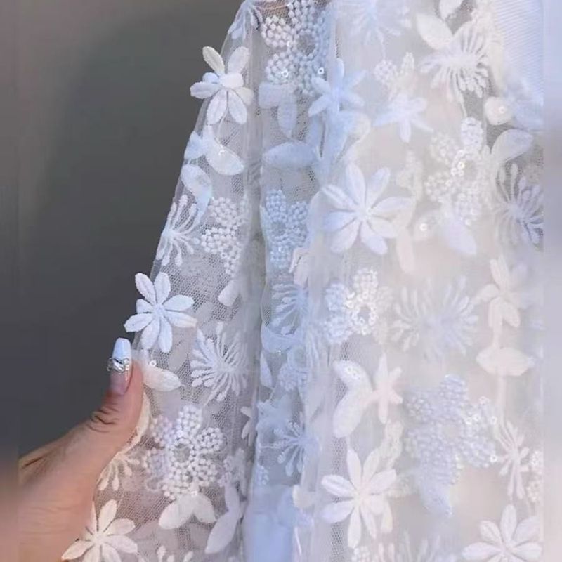 森系 復古 設計感 立體 花朵 蕾絲 拼接 長袖 外套 M 白色 素面 印花 聚酯纖維 時尚 休閑 可愛 常規 拉鍊 紐扣 春夏秋 圓領 拉鏈 20-50代