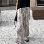 通勤風 一整套穿搭 韓版 時尚 無袖 背心 T恤 + 高腰 寬腿 印花 長褲