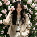 百搭原宿風純色薄款圓領防曬外套 3XL 原麻色 素面 單排扣 簡約 時尚 休閑 常規 無 一般 長袖 30-40代 春秋 防UV 高透氣 柔軟 秋 夏 春 春夏 聚酯纖維