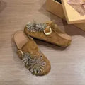 穿搭亮點煙花閃鑽厚底一腳蹬博肯鞋 40 棕色 夏 皮帶扣 水鑽 穆勒鞋 EVA PU PU人造革 厚底/松糕鞋 休閑 圓頭鞋 柔軟 舒適履感 厚底/鬆糕底 絨面 一脚蹬