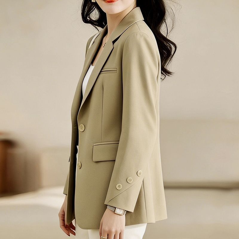 通勤風氣質翻領收腰西裝外套 S 米白色 素面 其他 辦公室 日常 商務 合身 高級感 顯瘦 修身 封閉式背 30代 20代 20-40代 紐扣 單排扣 聚酯纖維 長袖 中長款 一般 有口袋 常規 辦公室休閒 清爽幹練 優雅 韓版 工作 簡約