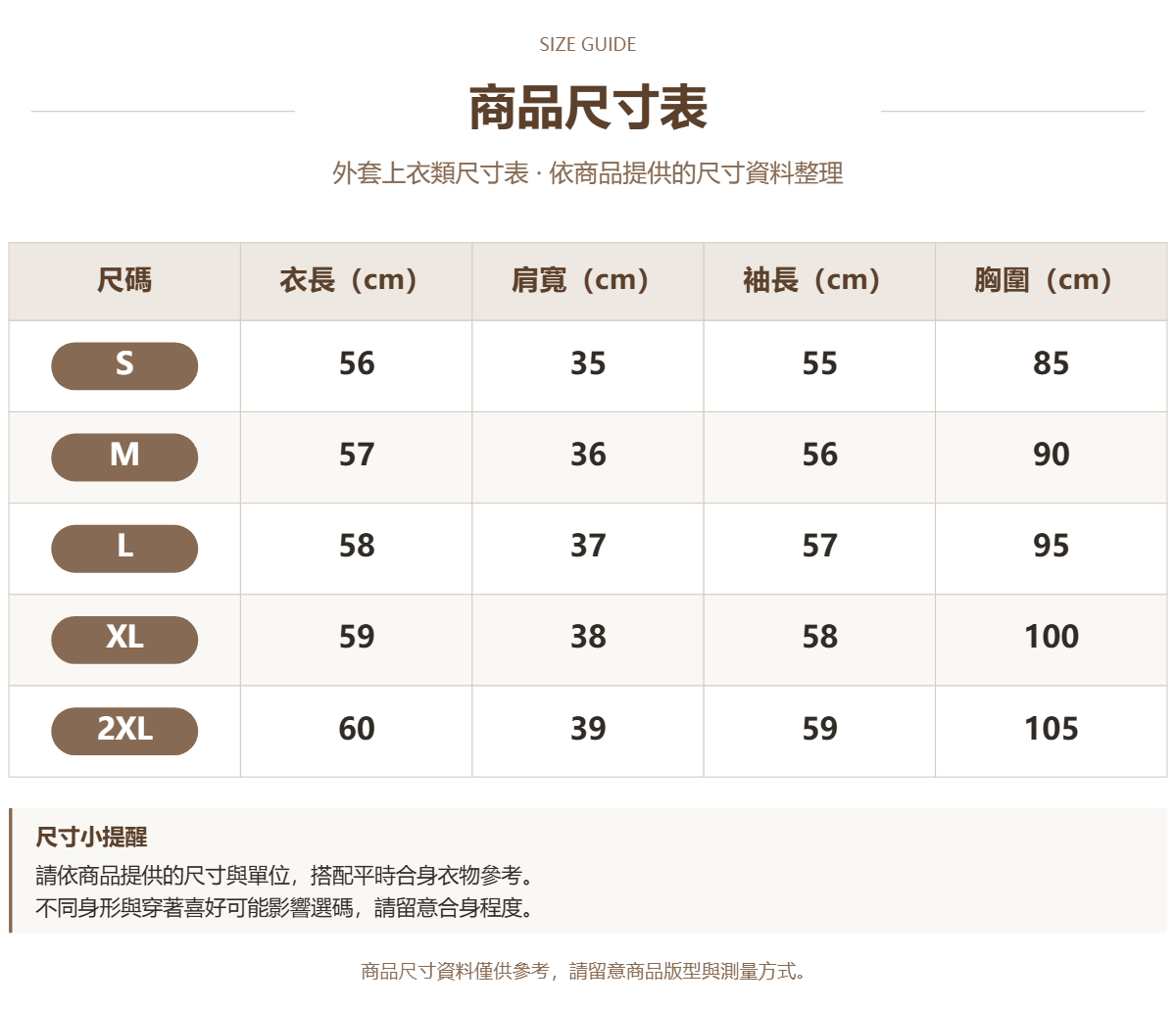 Handle 15140535 · 原ID 27256 · 外套上衣类尺码表 · 1 · 加宽