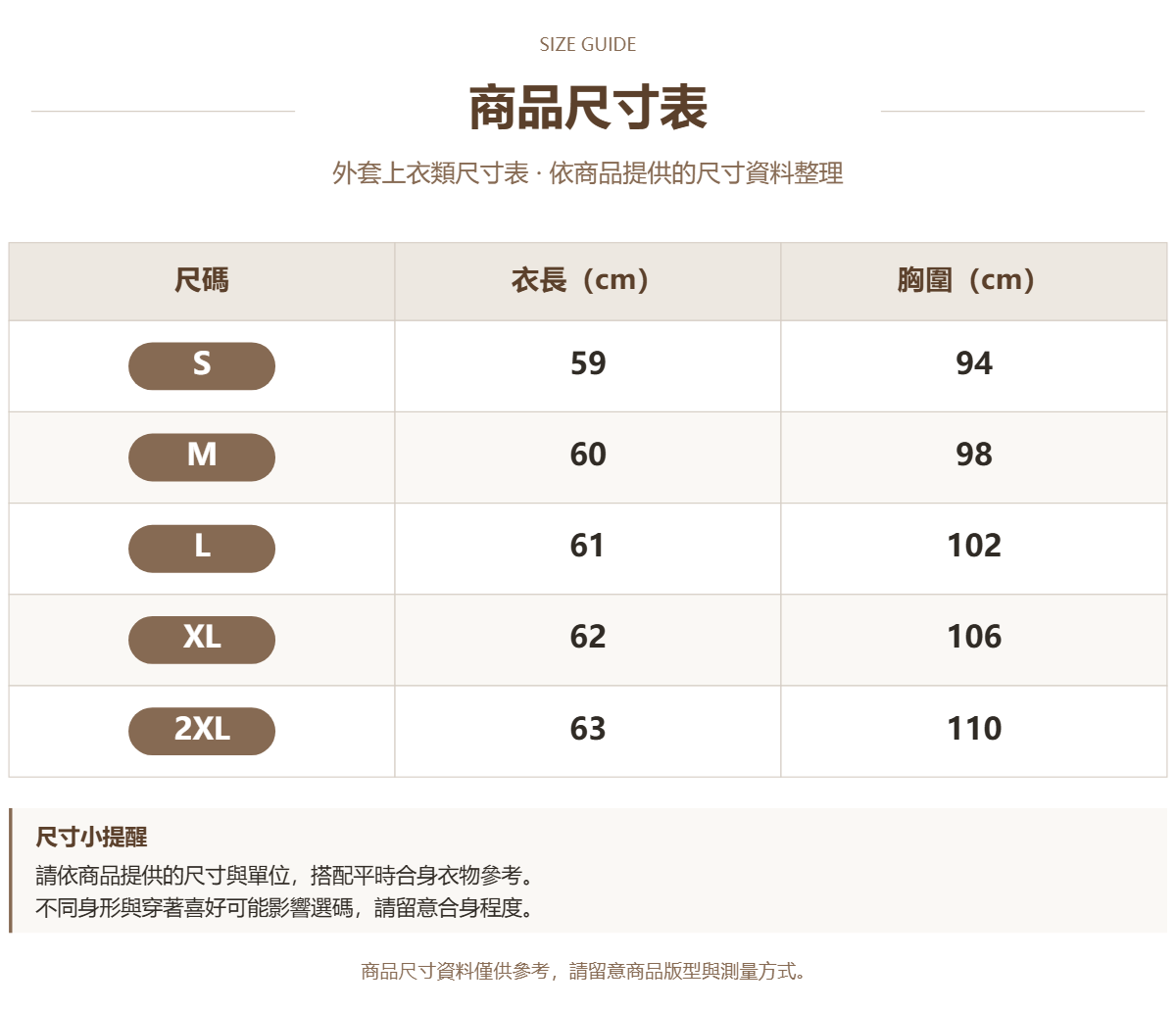 Handle 16512824 · 原ID 28758 · 外套上衣类尺码表 · 1 · 加宽