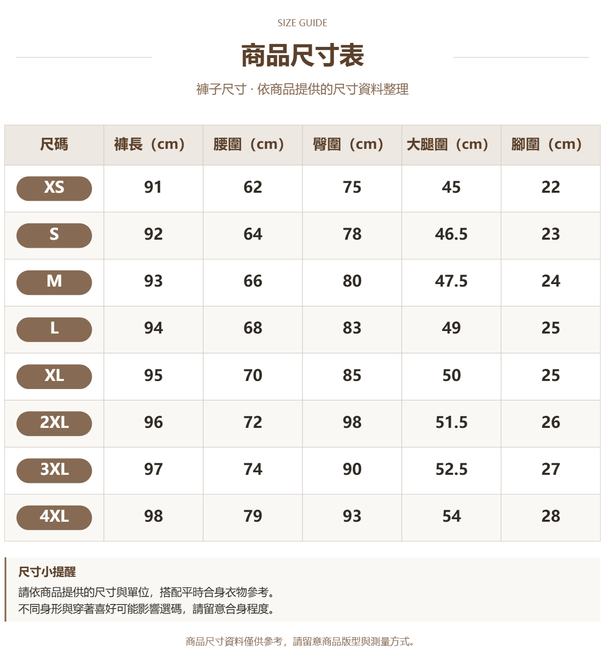 Handle 24846091 · 原ID 39865 · 裤子尺码 · 1 · 加宽