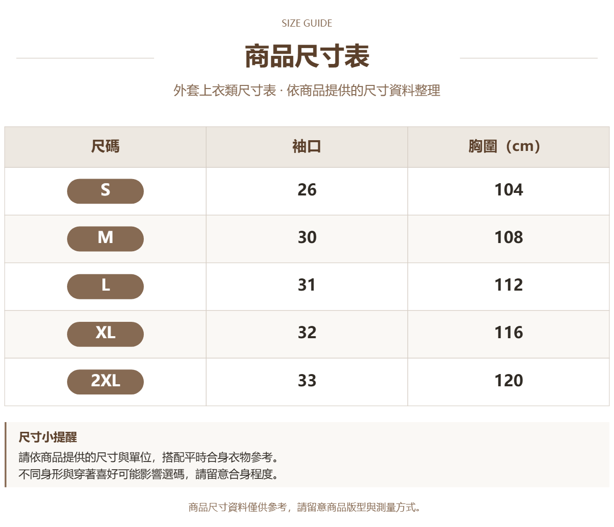 Handle 26603808 · 原ID 24777 · 外套上衣类尺码表 · 1 · 加宽