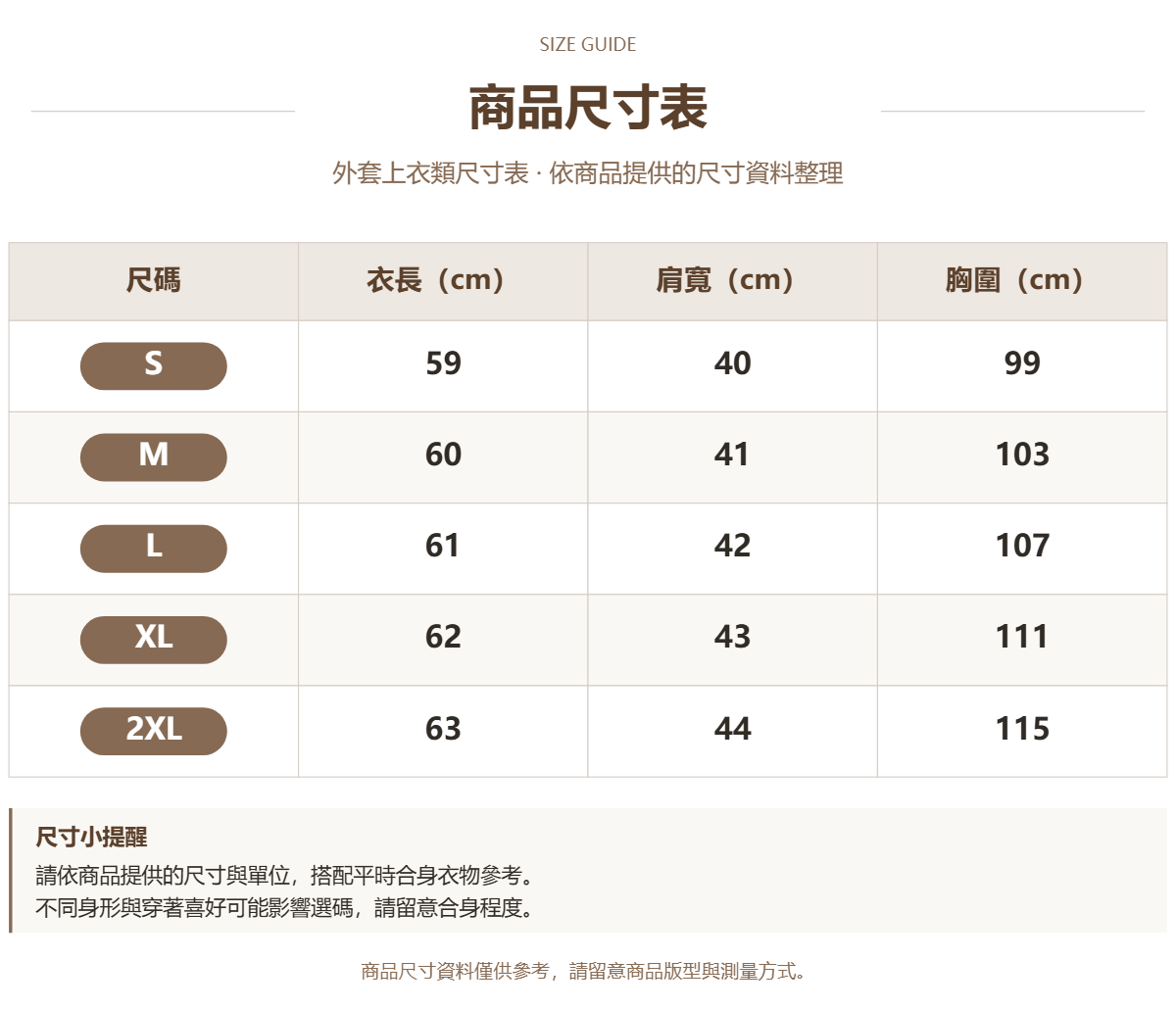Handle 28725041 · 原ID 30899 · 外套上衣类尺码表 · 1 · 加宽