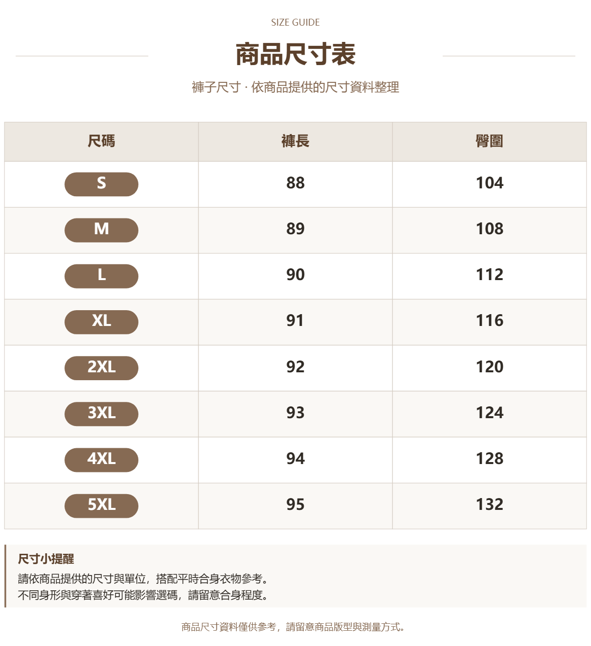 Handle 31172226 · 原ID 54183 · 裤子尺码 · 1 · 加宽