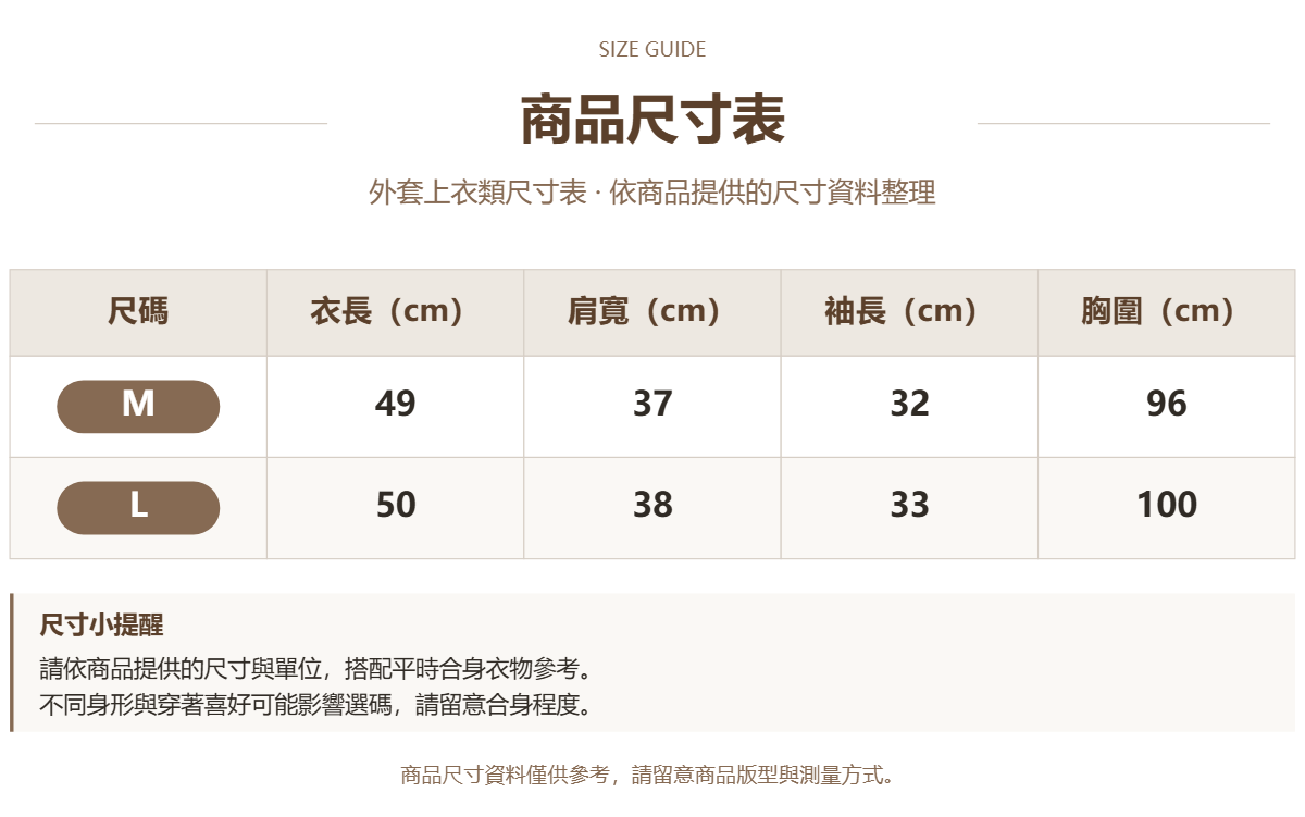 Handle 35548233 · 原ID 25812 · 外套上衣类尺码表 · 1 · 加宽