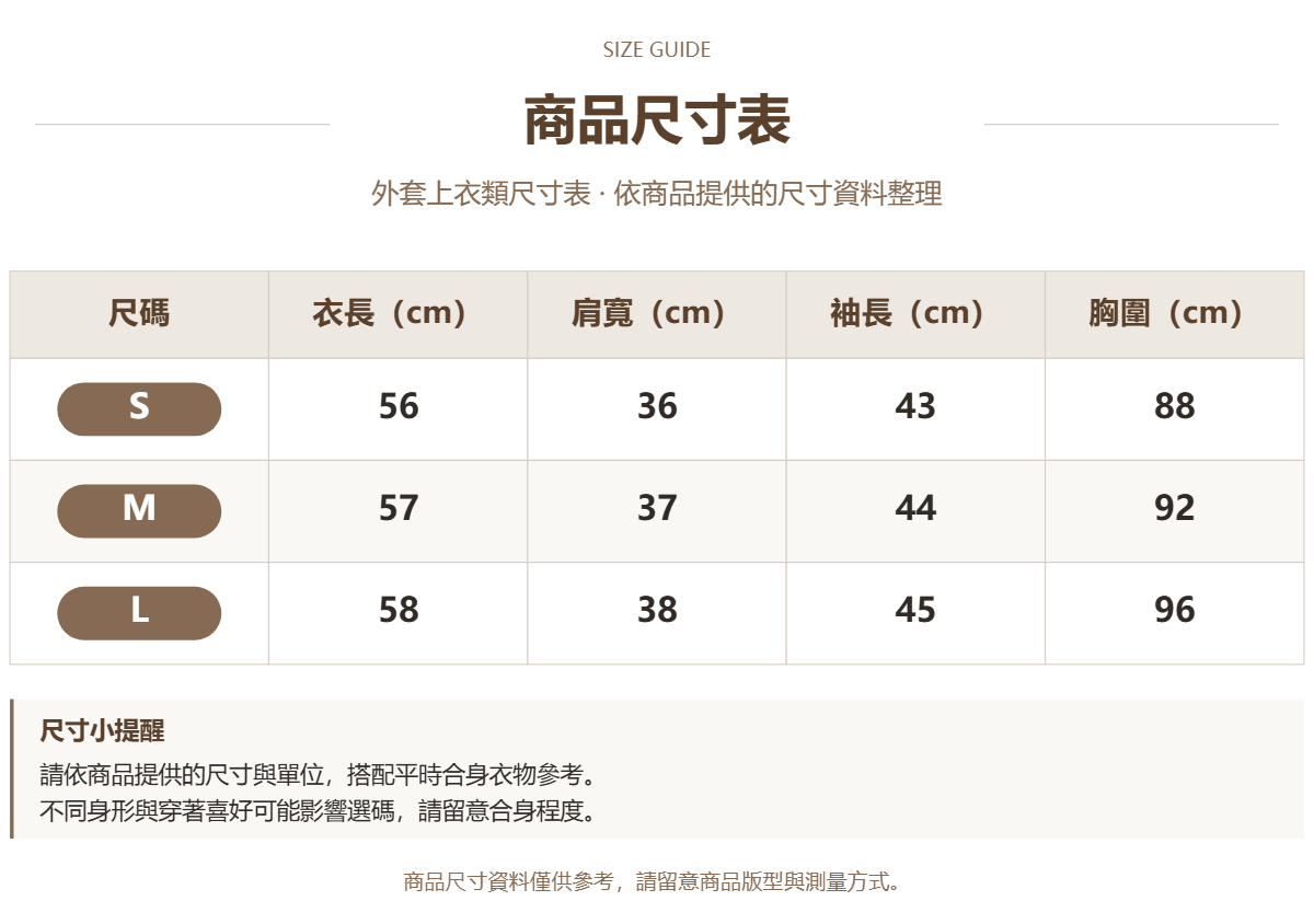 Handle 62462686 · 原ID 7077 · 外套上衣类尺码表 · 1 · 加宽