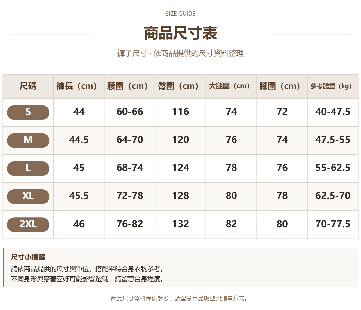 Handle 71446445 · 原ID 70201 · 裤子尺码 · 1 · 加宽