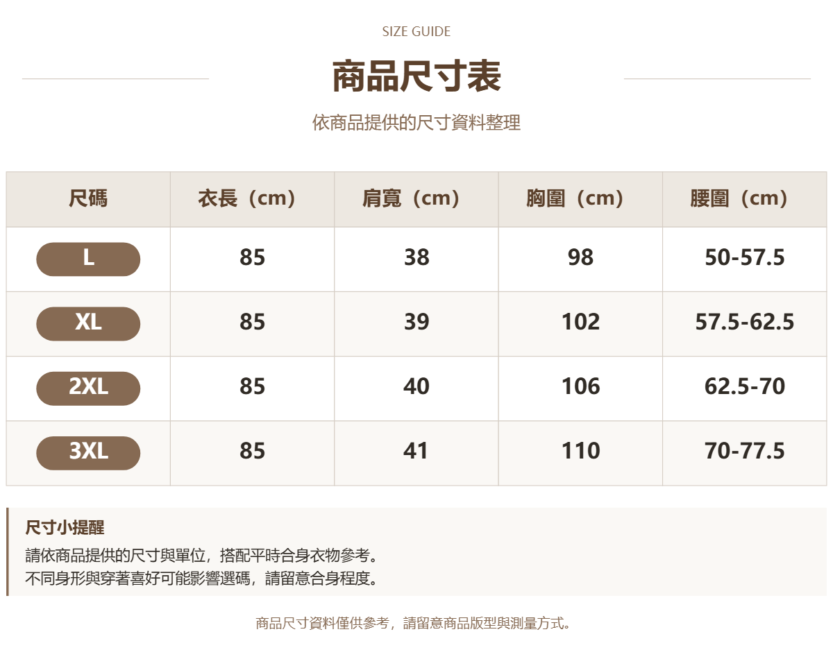 Handle 72155263 · 原ID 30365 · 马甲尺码表 · 1 · 加宽