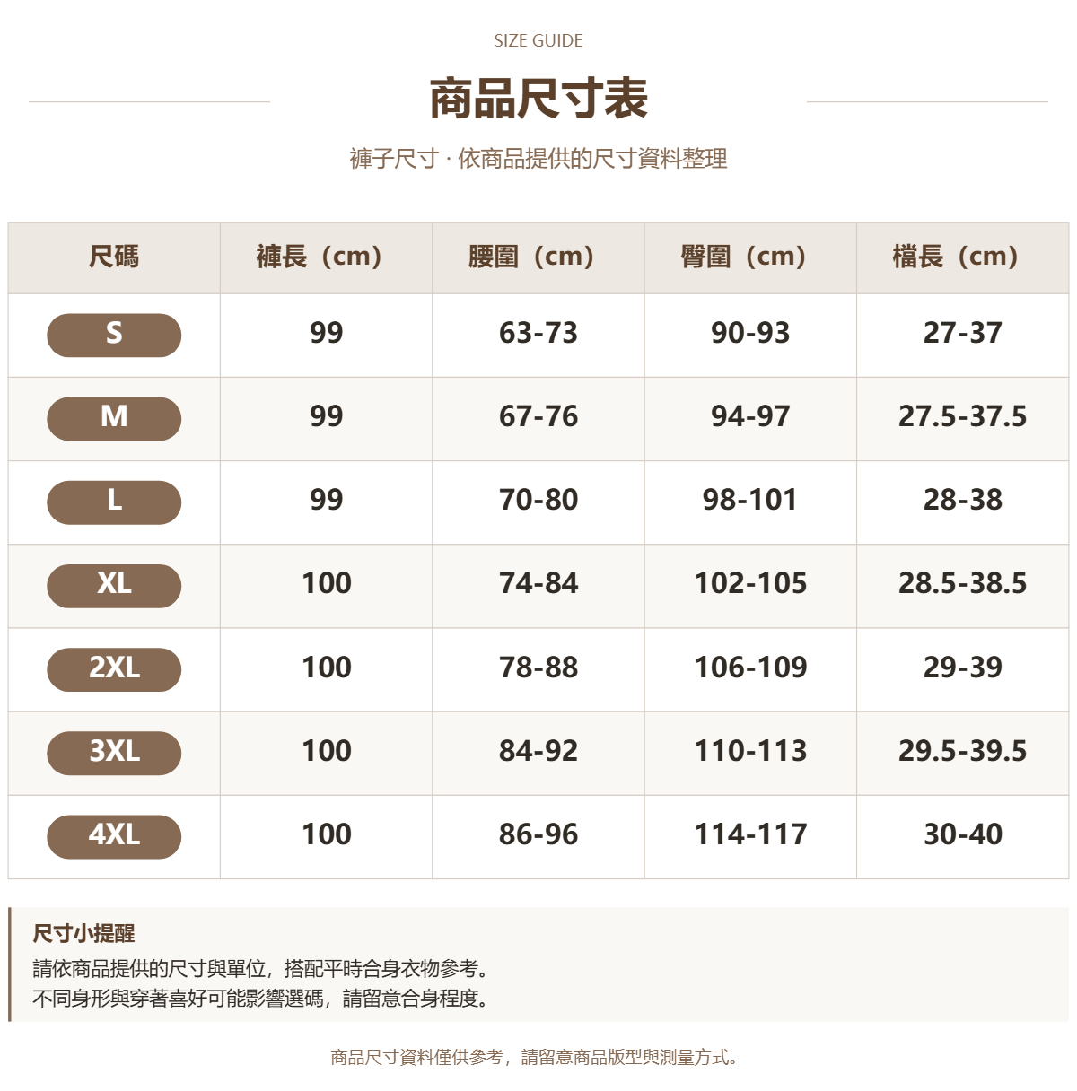 Handle 72857273 · 原ID 32118 · 裤子尺码 · 1 · 加宽