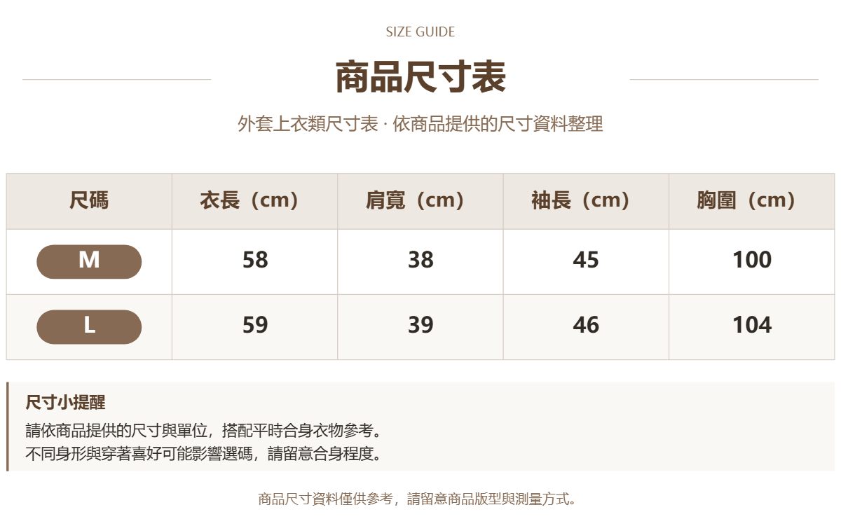 Handle 74686360 · 原ID 30981 · 外套上衣类尺码表 · 1 · 加宽