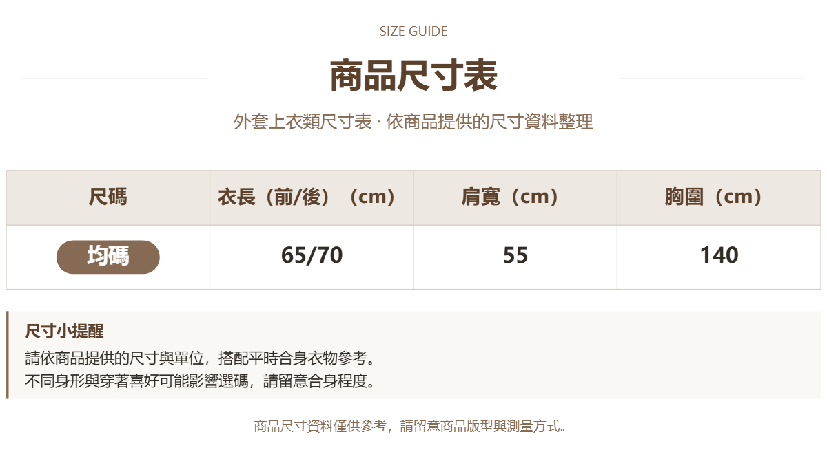 Handle 76234492 · 原ID 70683 · 外套上衣类尺码表 · 1 · 加宽