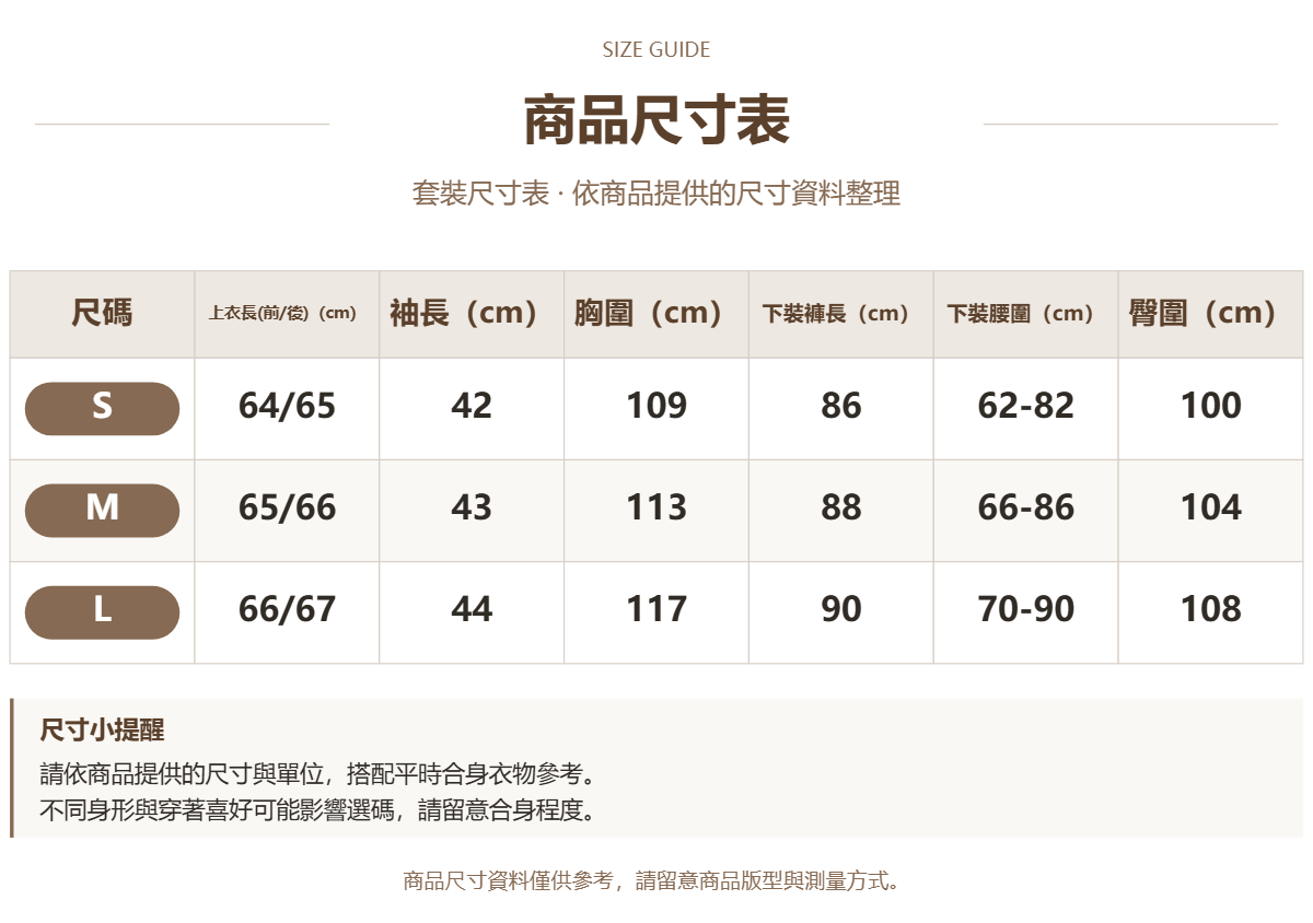 Handle 80979508 · 原ID 30725 · 套装尺码表 · 1 · 加宽