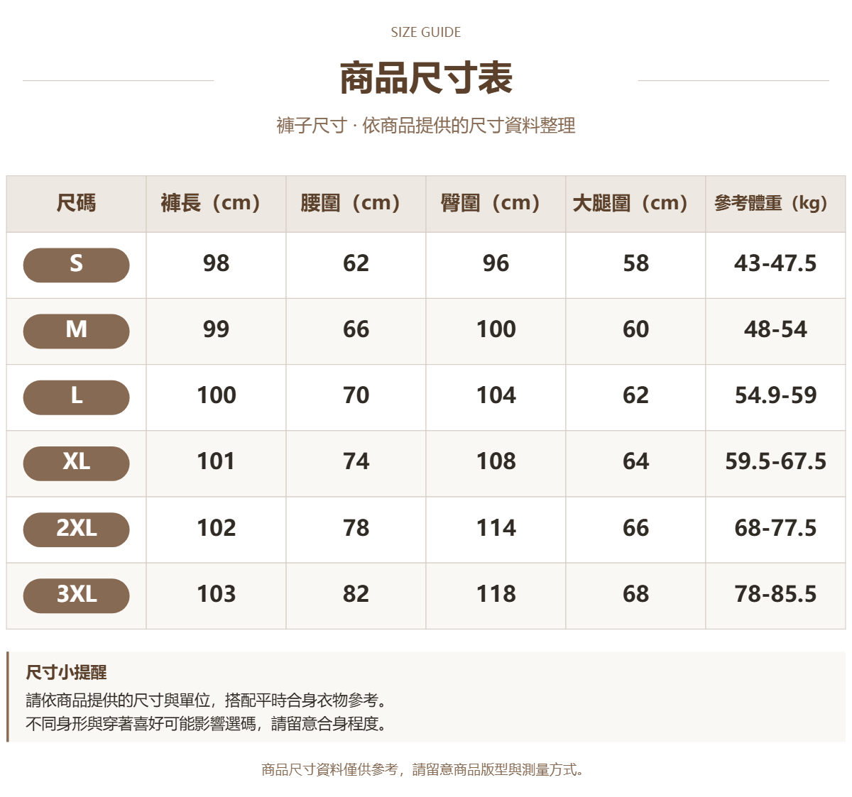 Handle 84516589 · 原ID 32024 · 裤子尺码 · 1 · 加宽