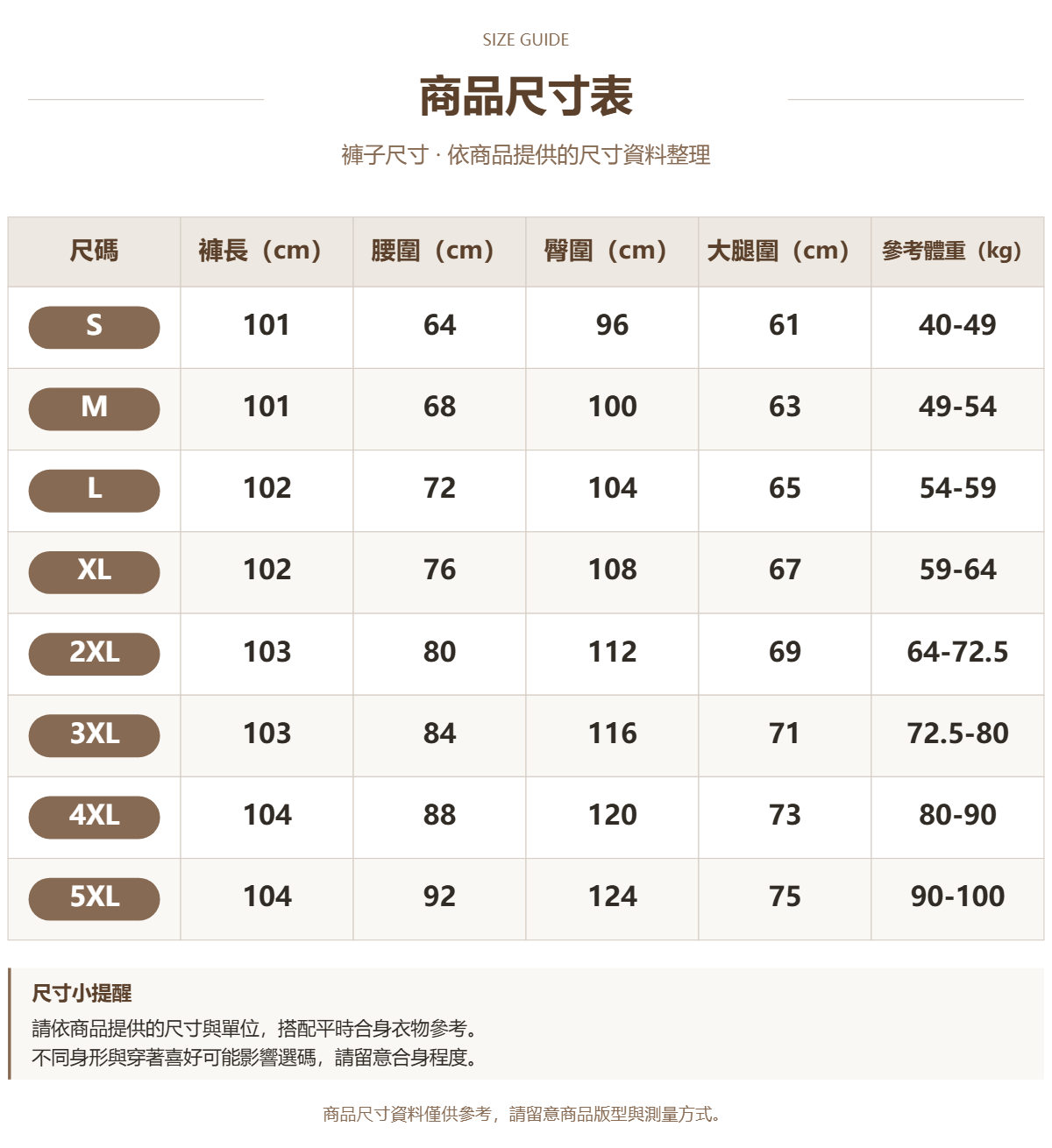 Handle 91767934 · 原ID 26805 · 裤子尺码 · 1 · 加宽