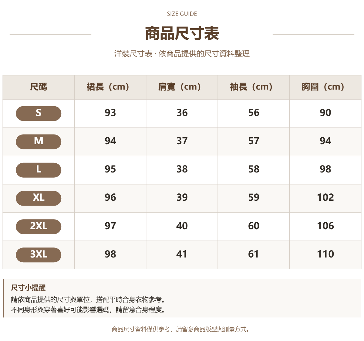 Handle 25945182 · 原ID 60709 · 连衣裙尺码表 · 1 · 加宽