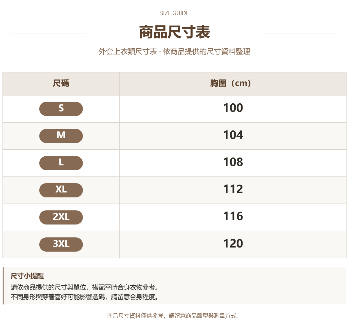 Handle 50179497 · 原ID 61780 · 外套上衣类尺码表 · 1 · 加宽