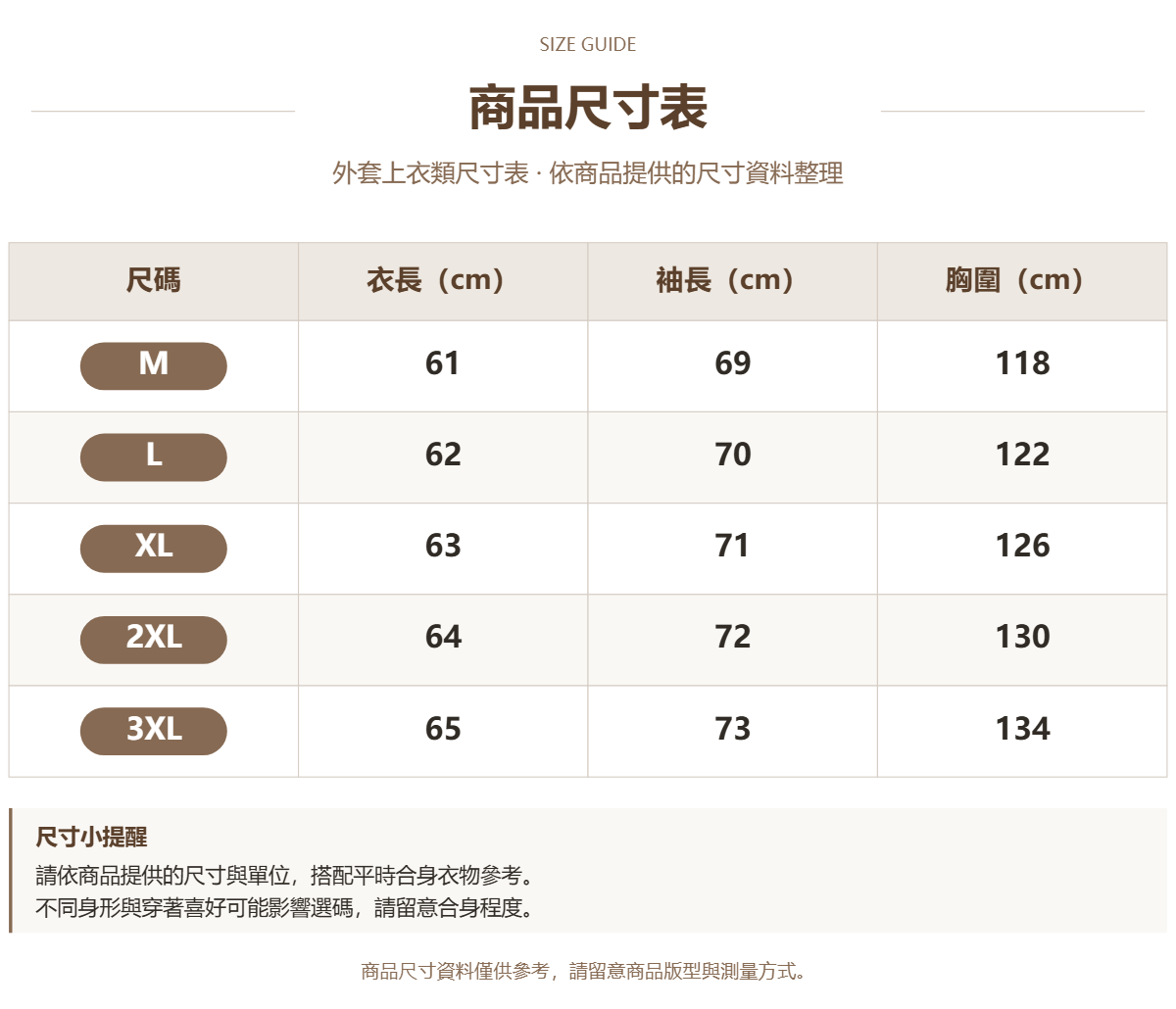 Handle 65210849 · 原ID 42532 · 外套上衣类尺码表 · 1 · 加宽