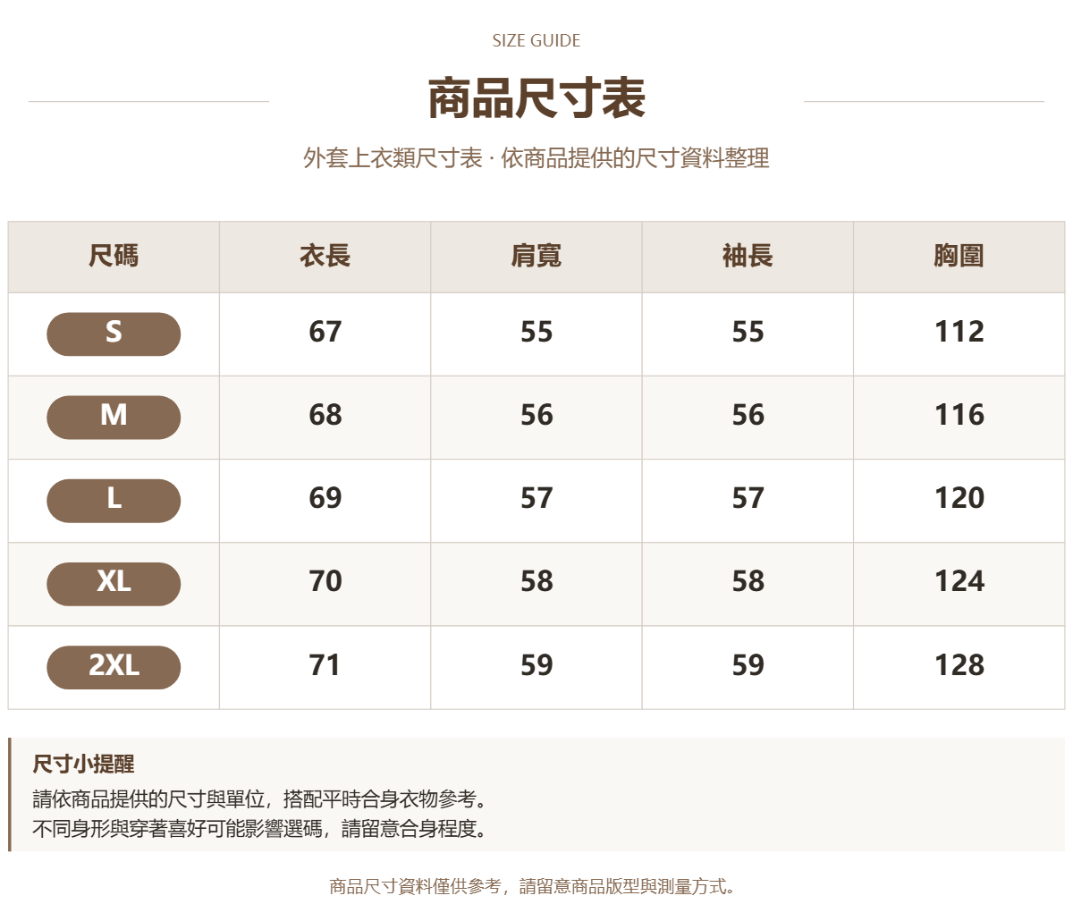 Handle 94336294 · 原ID 56932 · 外套上衣类尺码表 · 1 · 加宽