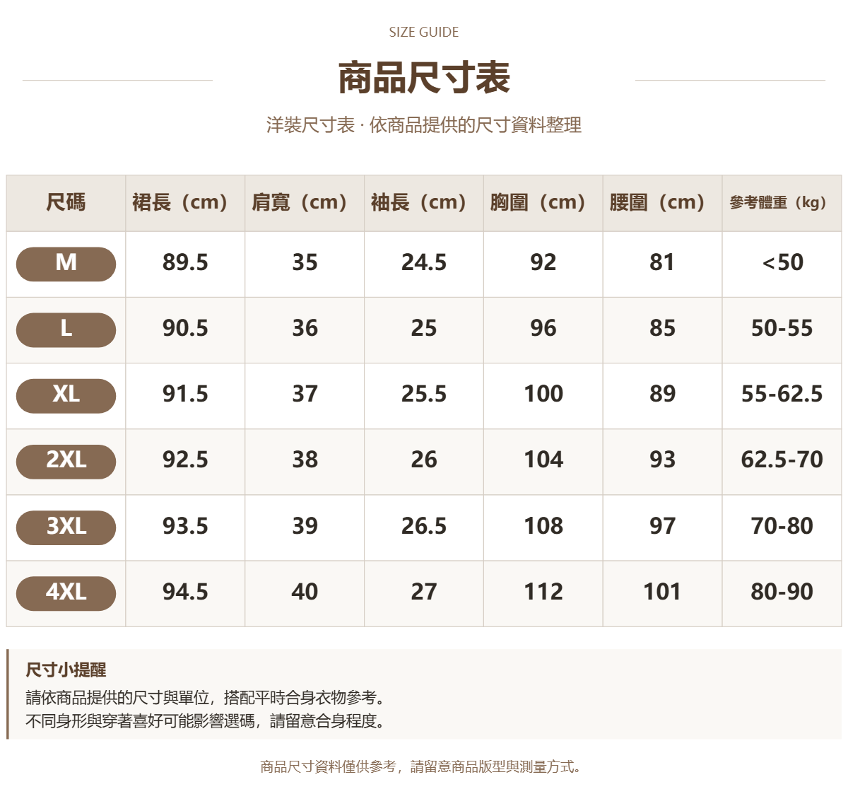 Handle 97582006 · 原ID 60661 · 连衣裙尺码表 · 1 · 加宽